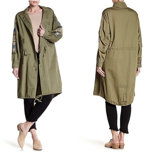 Nanette Lepore Jackets & Blazers - Nanette Lepore Army Embroidered Anorak Jacket M
